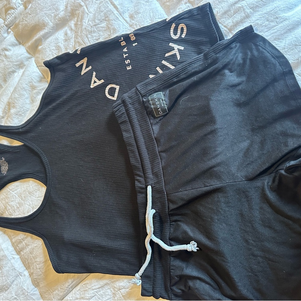 Danskin Black Tank Top and Joggers Set